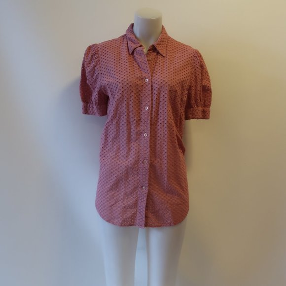 Krizia Jeans Pink Cut Out Design Button Down Blouse Sz 8* - Picture 2 of 8